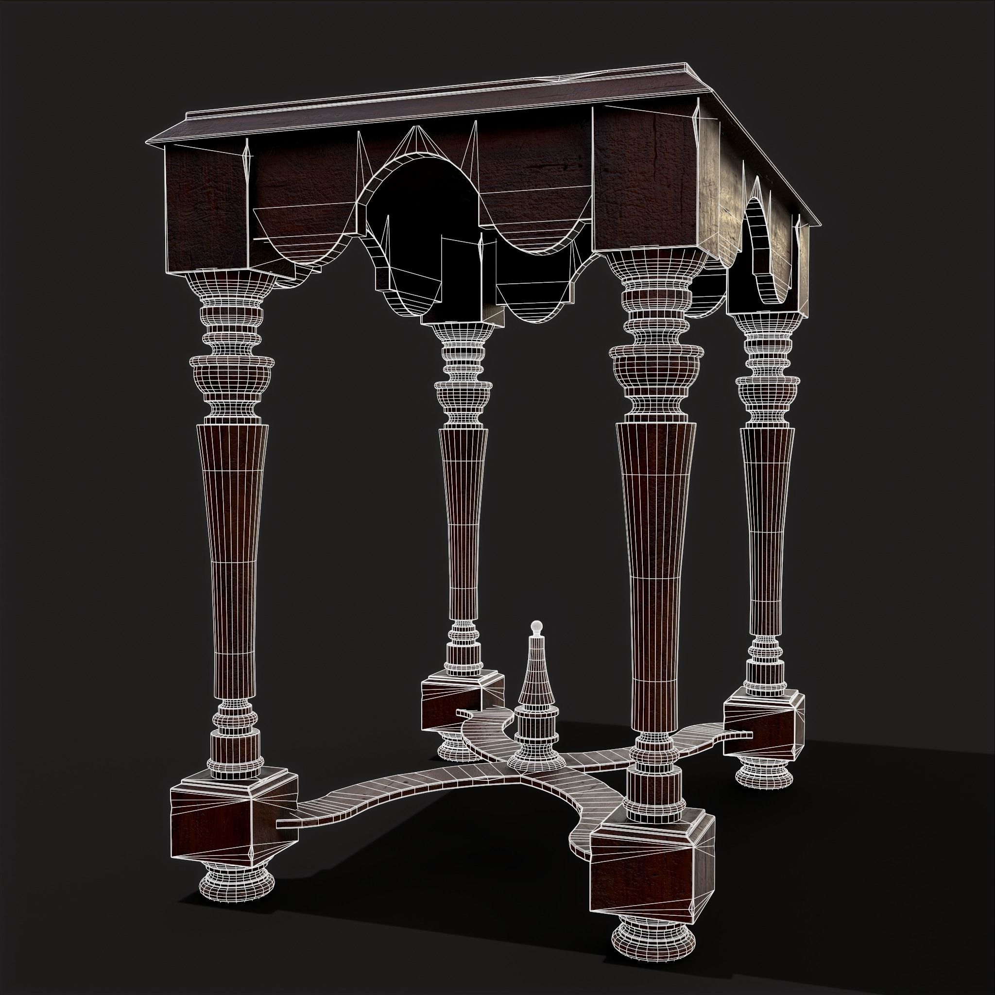 Quality Medieval Elegant End Table Low-poly 3D model_8