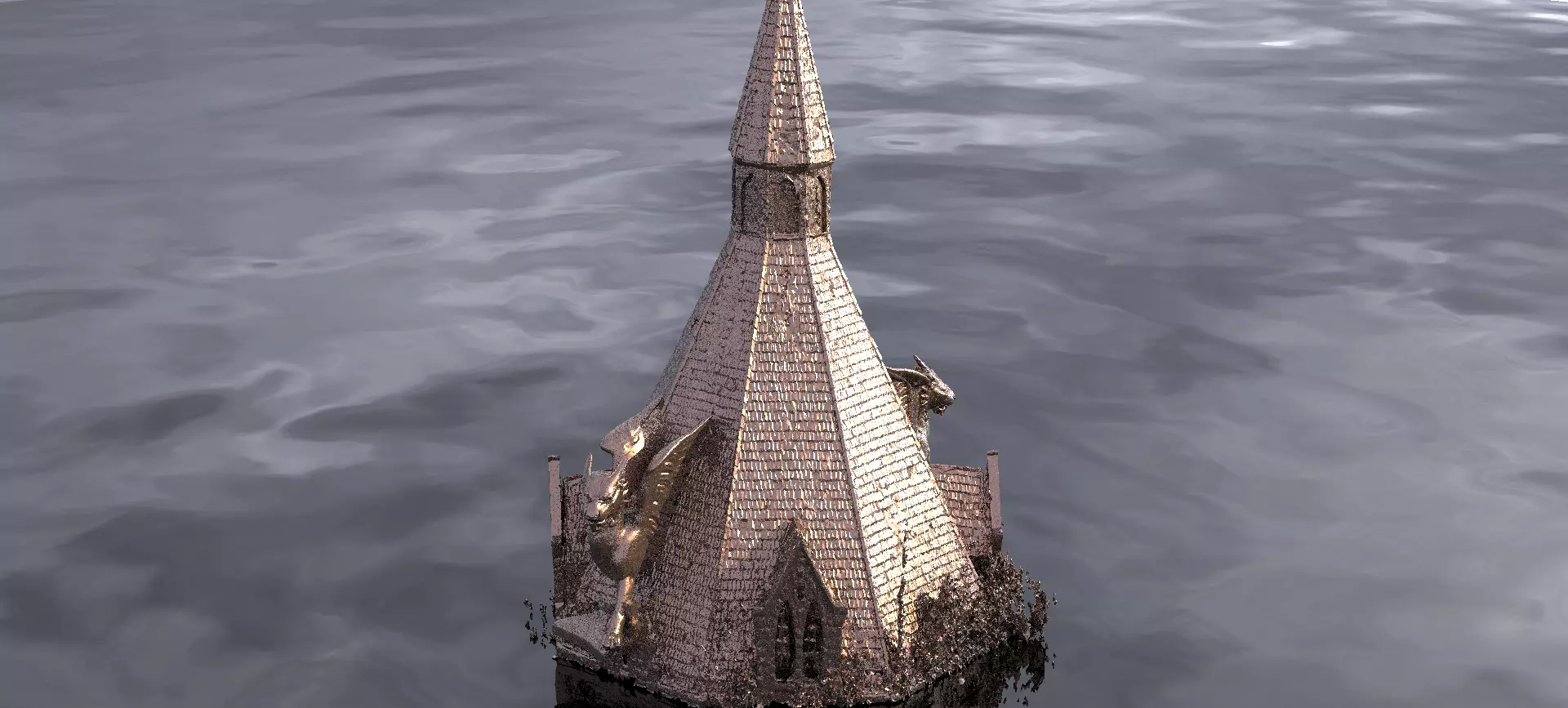 Medieval Lion Tower Overgrown Turret Tower small 3D model