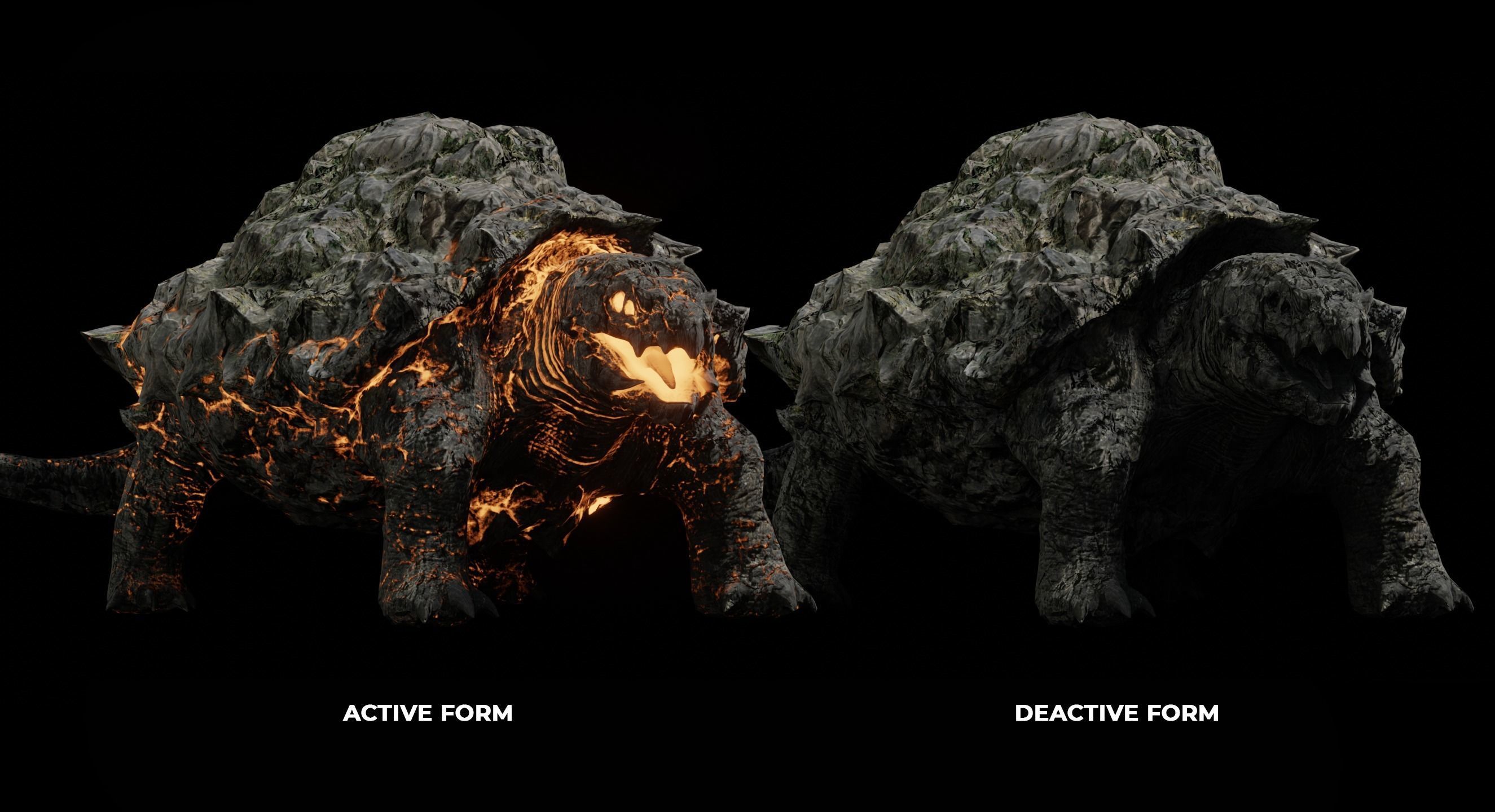 Golem tortoise monster Low-poly 3D model_2