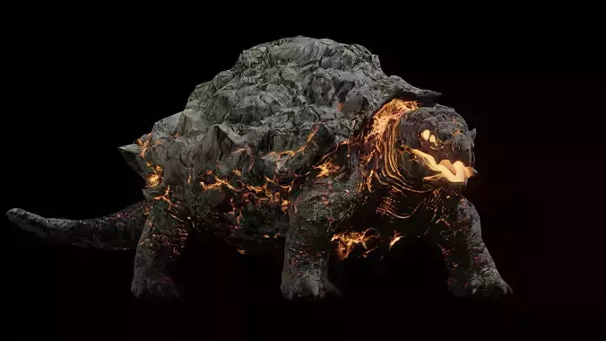Golem tortoise monster Low-poly 3D model