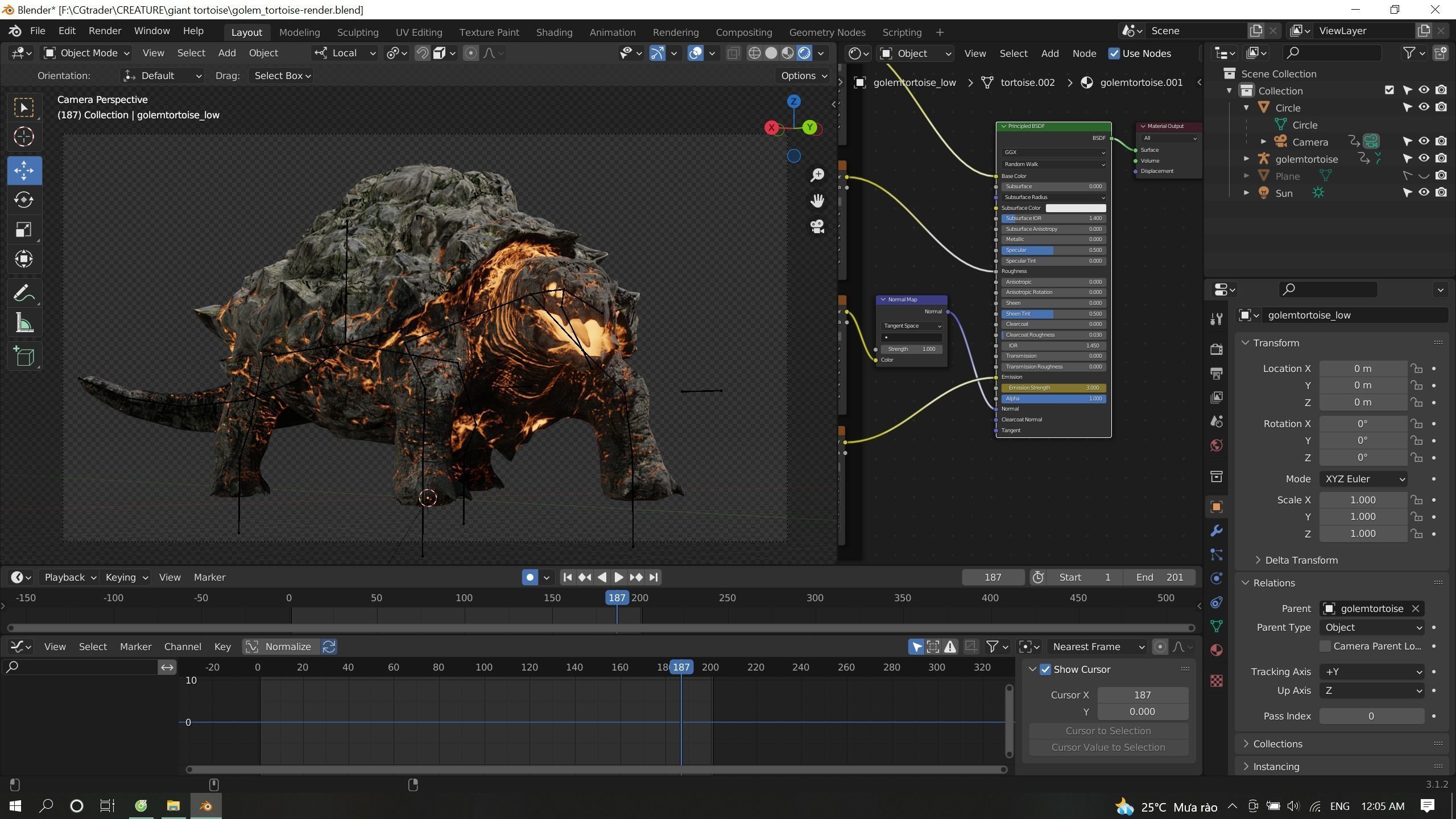 Golem tortoise monster Low-poly 3D model_14