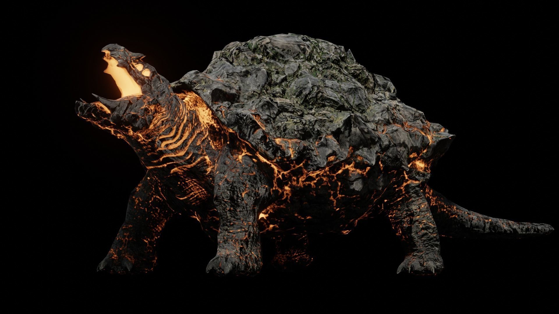 Golem tortoise monster Low-poly 3D model_3