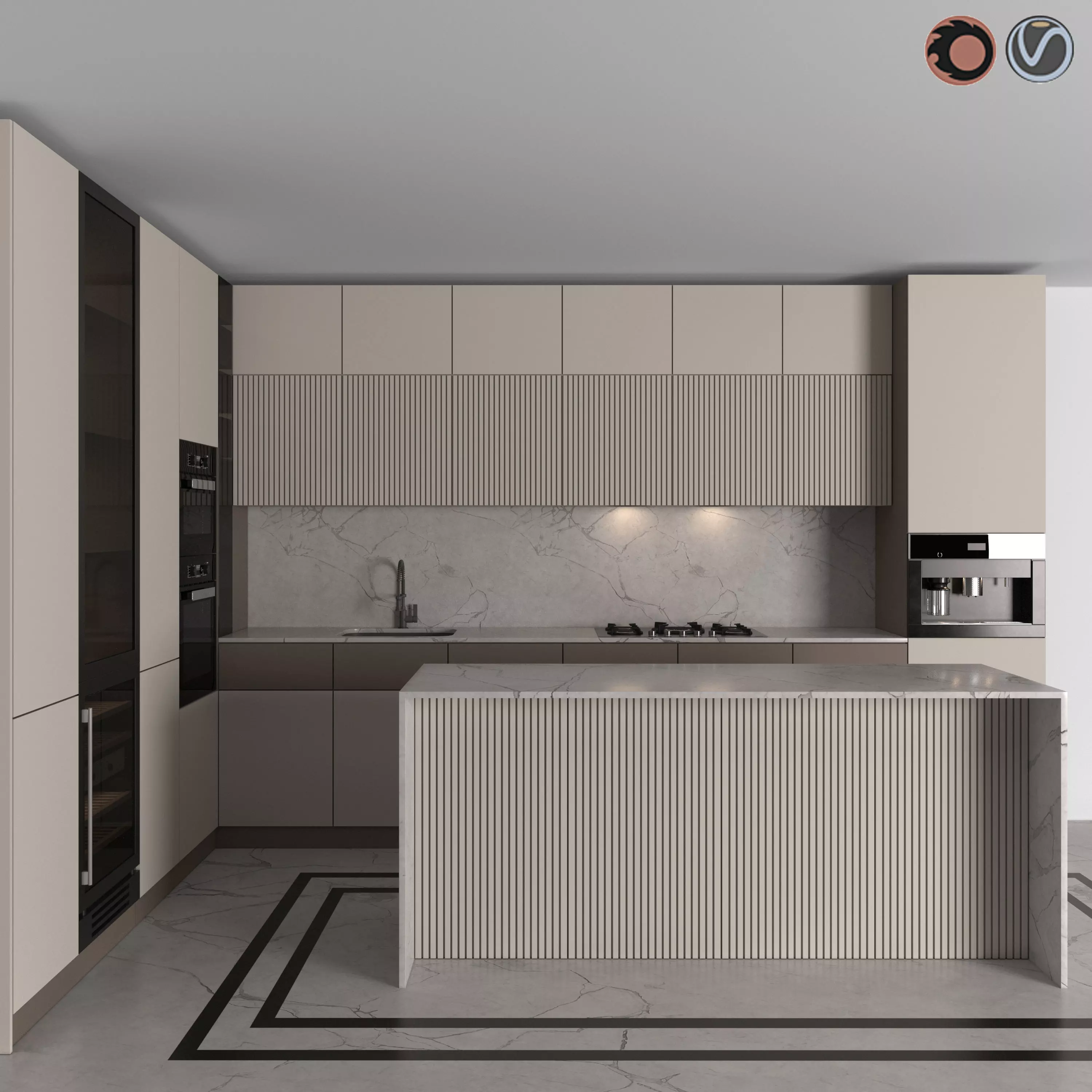 Kitchen Modern 06 Corner Kitchen 3D model_0