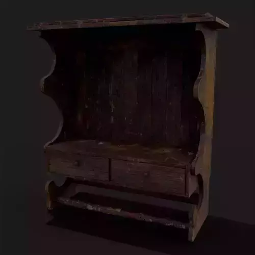 Rustic Hanging Shelf with Drawers  Low-poly 3D model