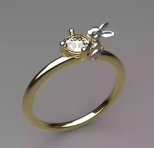 Rabbit diamond  ring printable STL