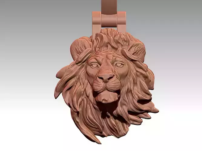 lion Pendant Sculpture jewelry gold necklace 3D print model