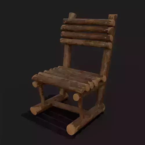 Rustic Log Chair  Low-poly 3D model