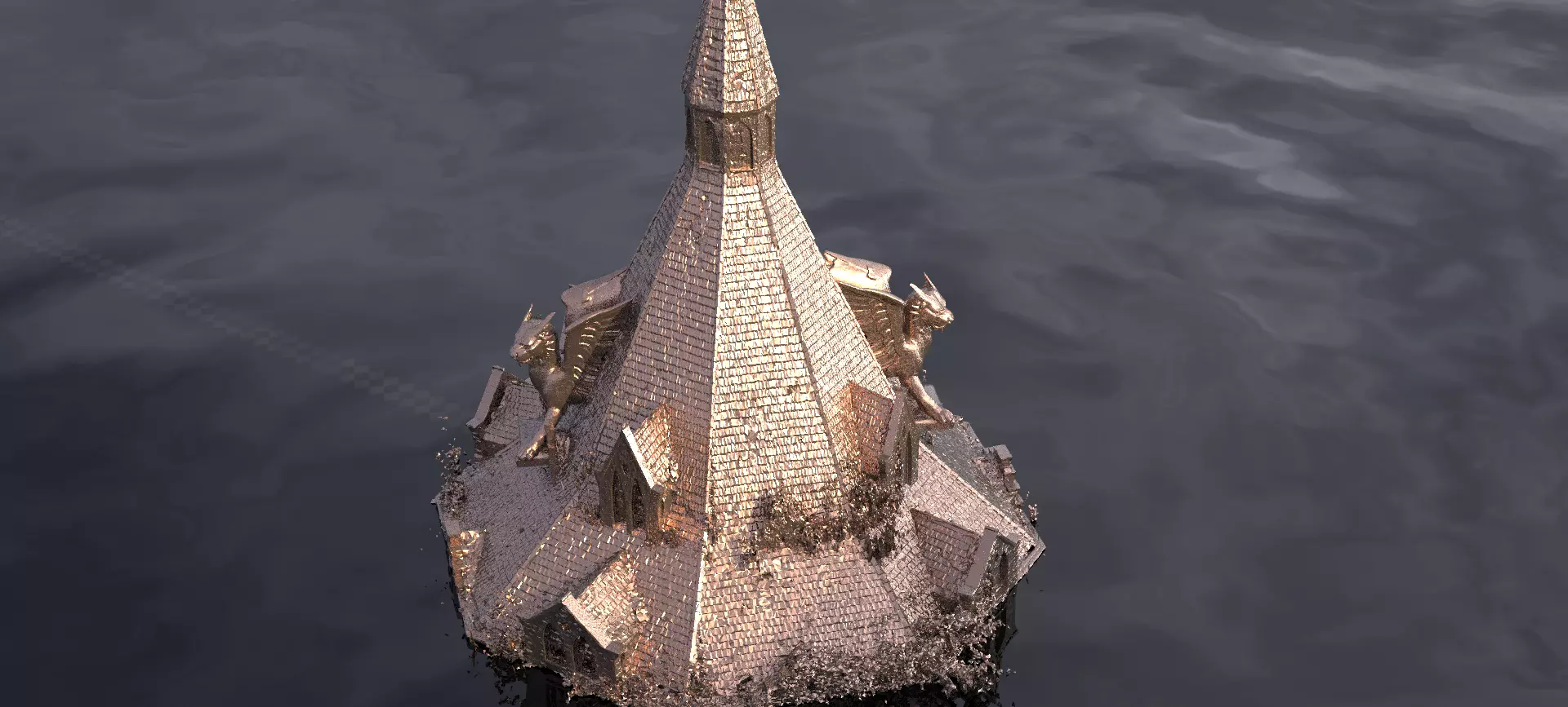 Medieval Lion Tower Overgrown Turret Tower 7 3D model