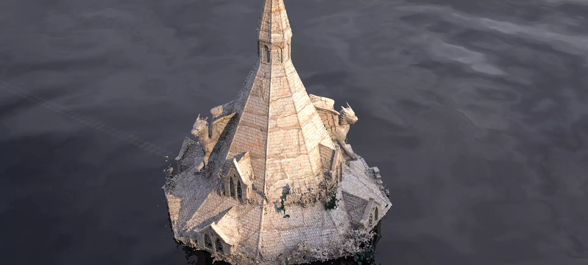 Medieval Lion Tower Overgrown Turret Tower 8 3D model