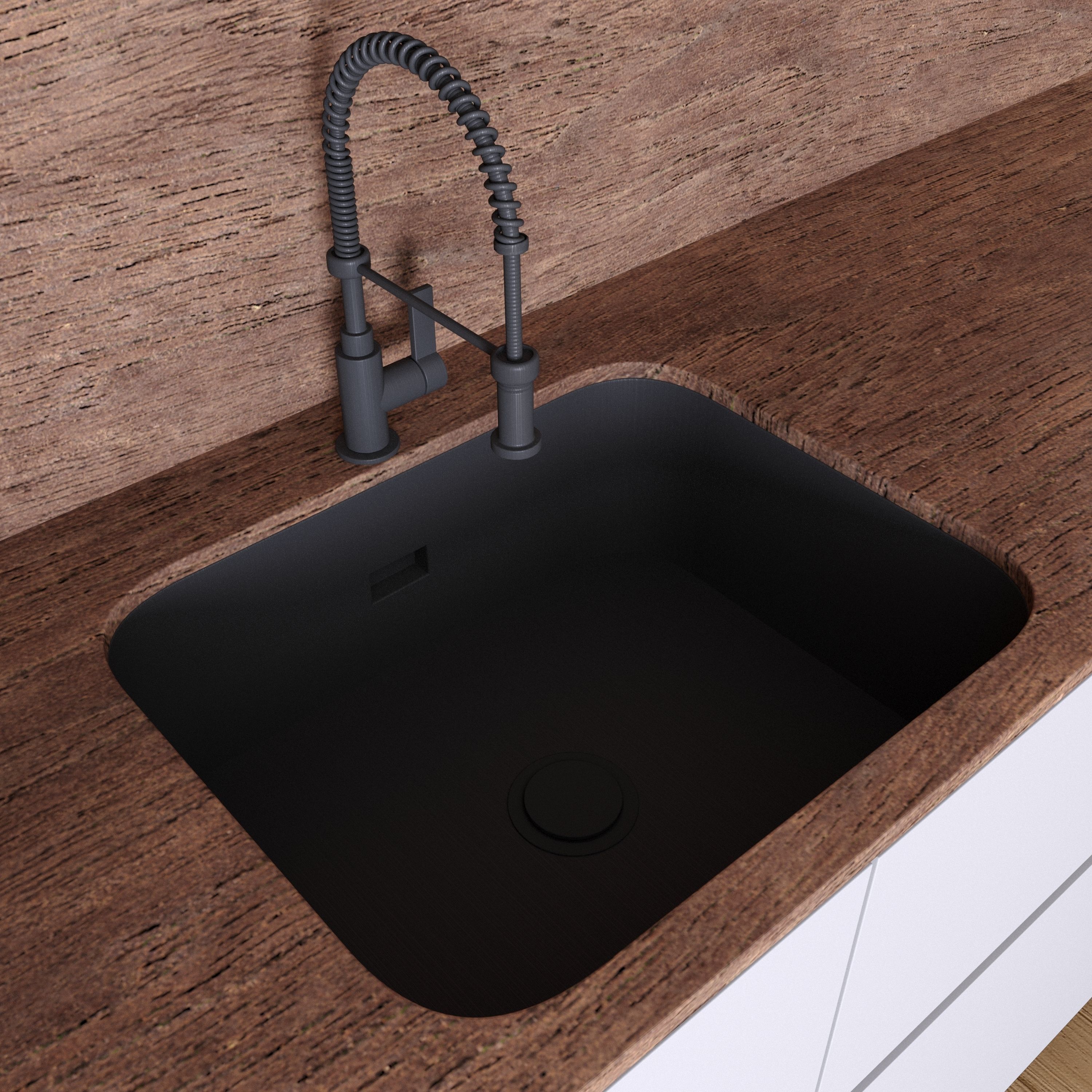 Kitchen Modern 07 White and Wood 3D model_2