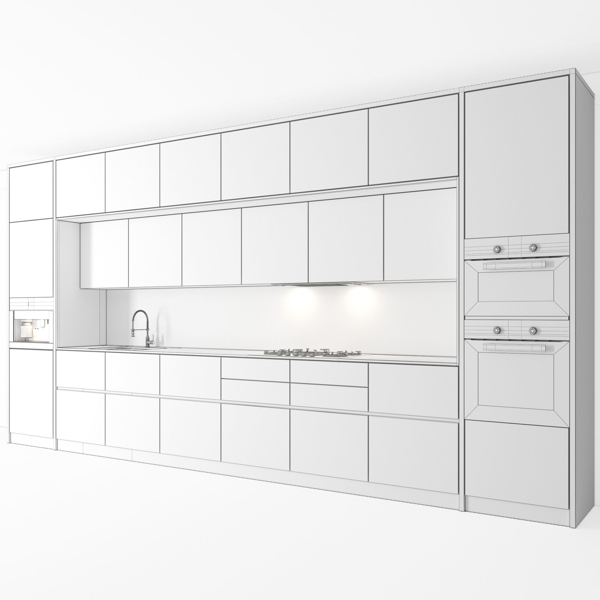 Kitchen Modern 07 White and Wood 3D model_3