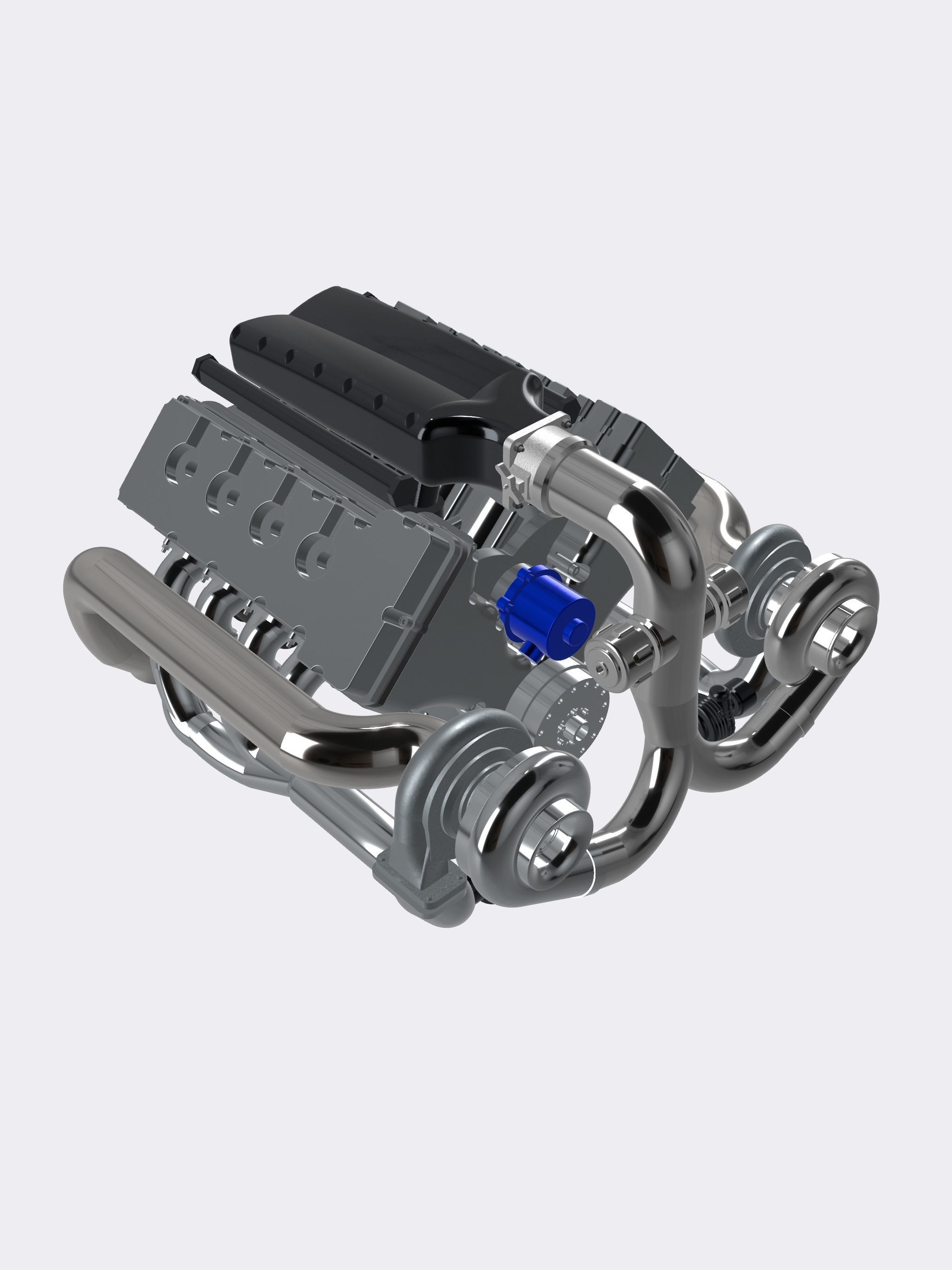 MMR Billet Coyote Twin Turbo motor 3D print model_1