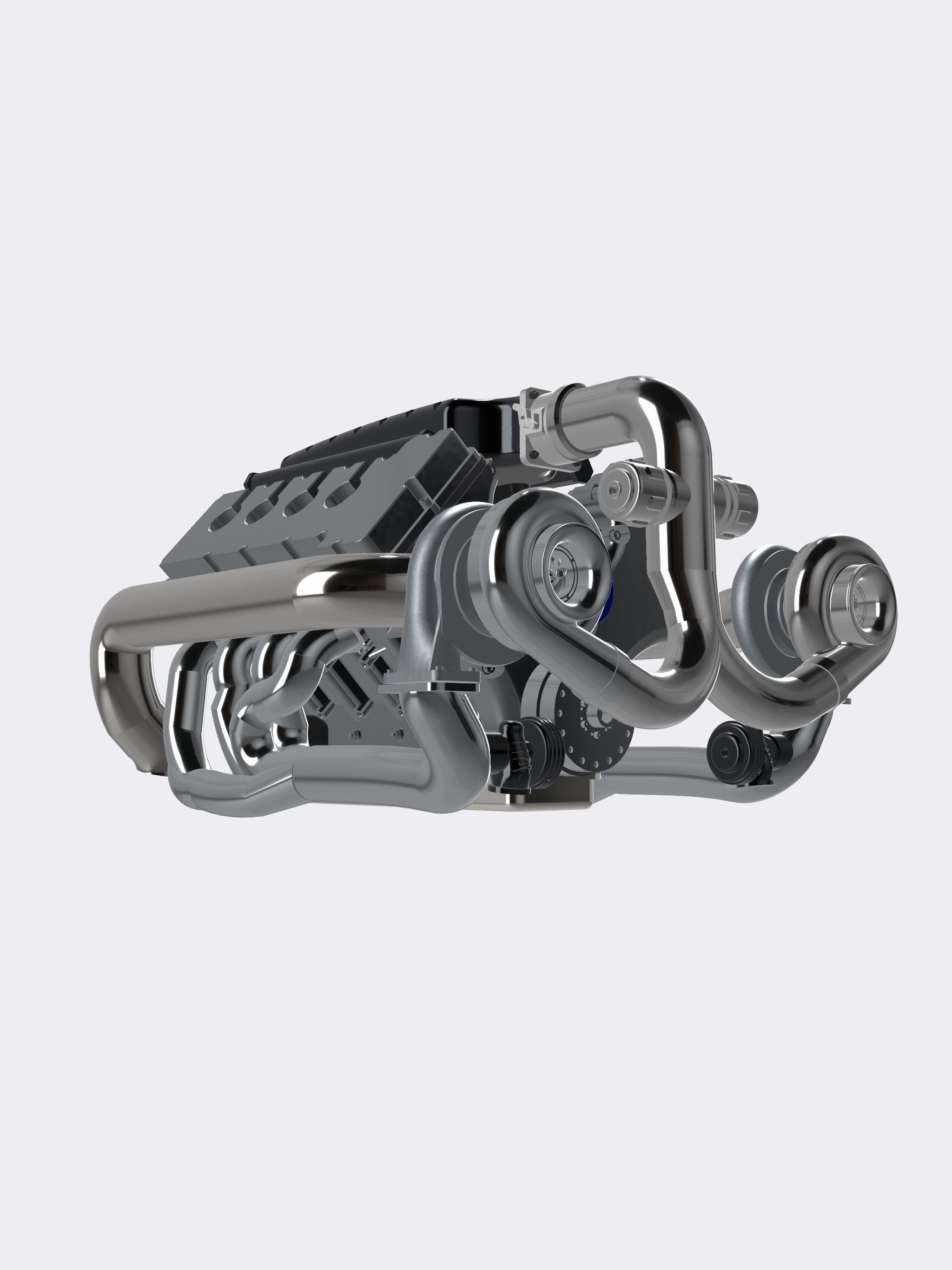 MMR Billet Coyote Twin Turbo motor 3D print model_2