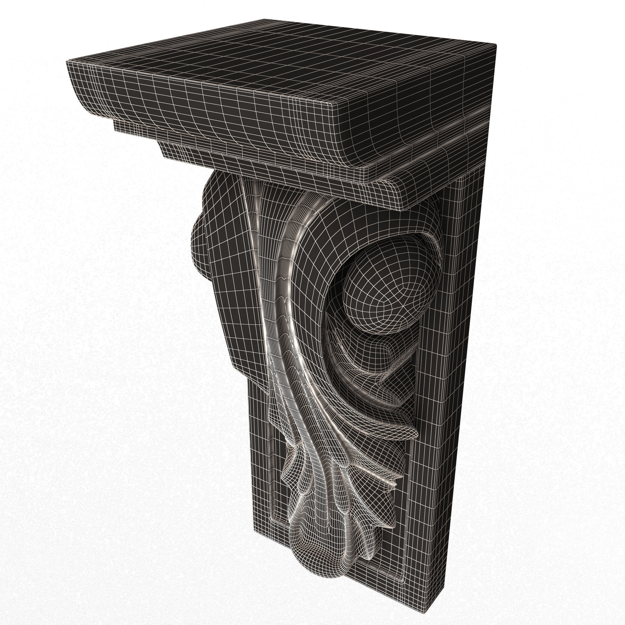 Corbel Carved 010 Low-poly 3D model_8