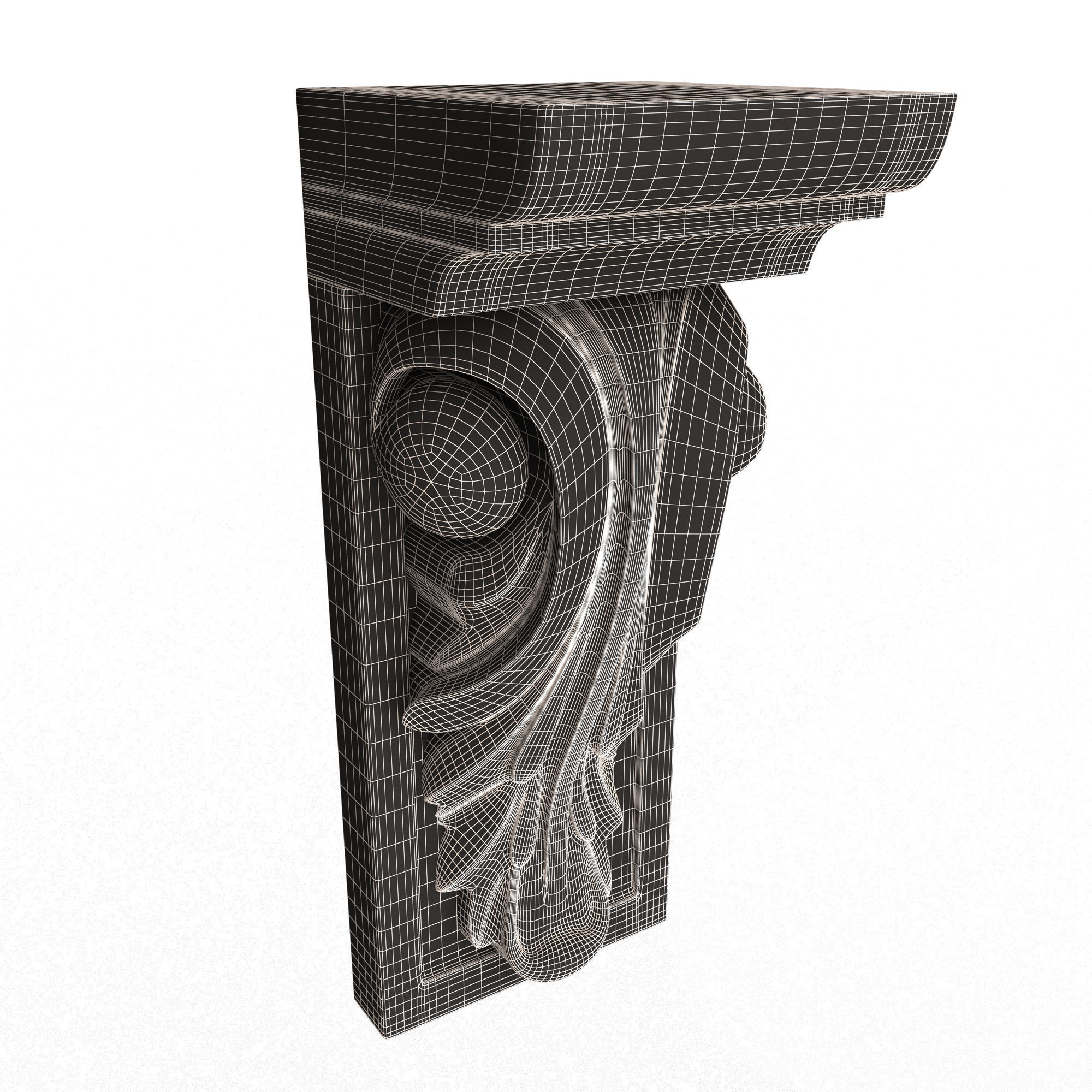 Corbel Carved 010 Low-poly 3D model_7