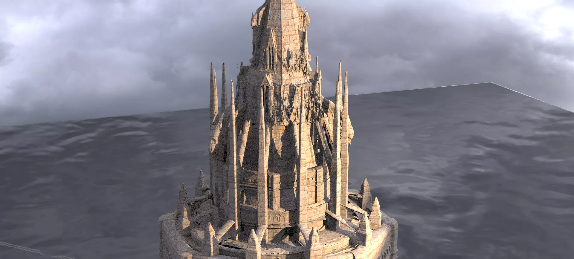 vMedieval Lion Tower Overgrown Turret Tower 10 3D model