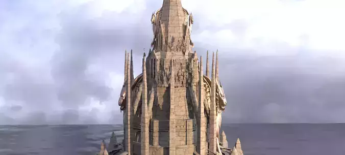 Medieval Lion Tower Over grown Tower 12  3D model