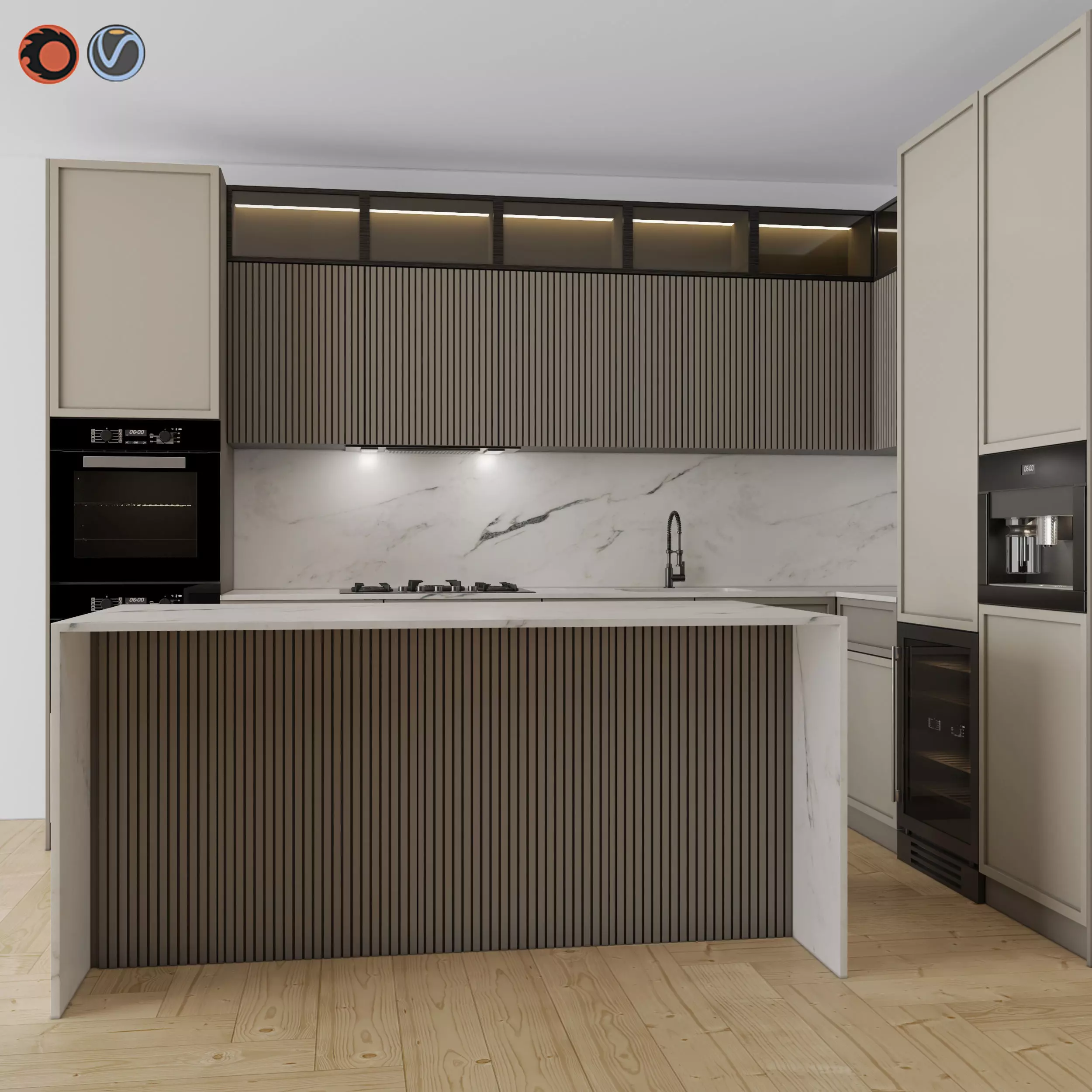 Kitchen Modern 08 Corner Kitchen 3D model_0