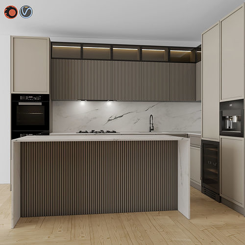 Kitchen Modern 08 Corner Kitchen 3D model