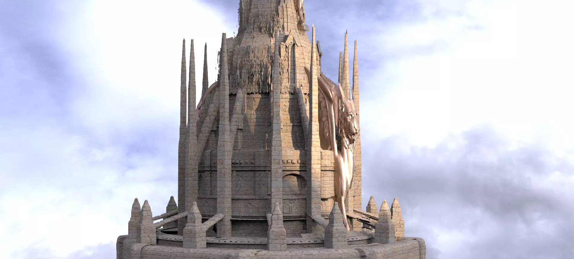 Medieval Lion Tower Overgrown Turret Tower 13 3D model