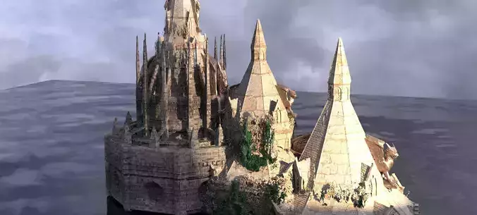 Medieval Lion Tower Overgrown Turret Tower 4 