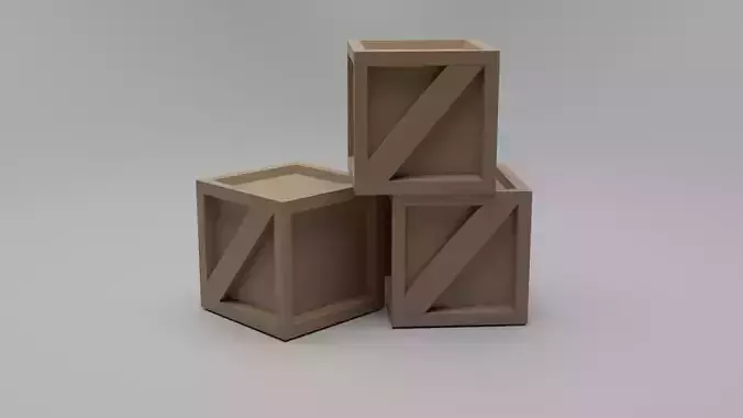 Wooden Crate Low-poly 3D model