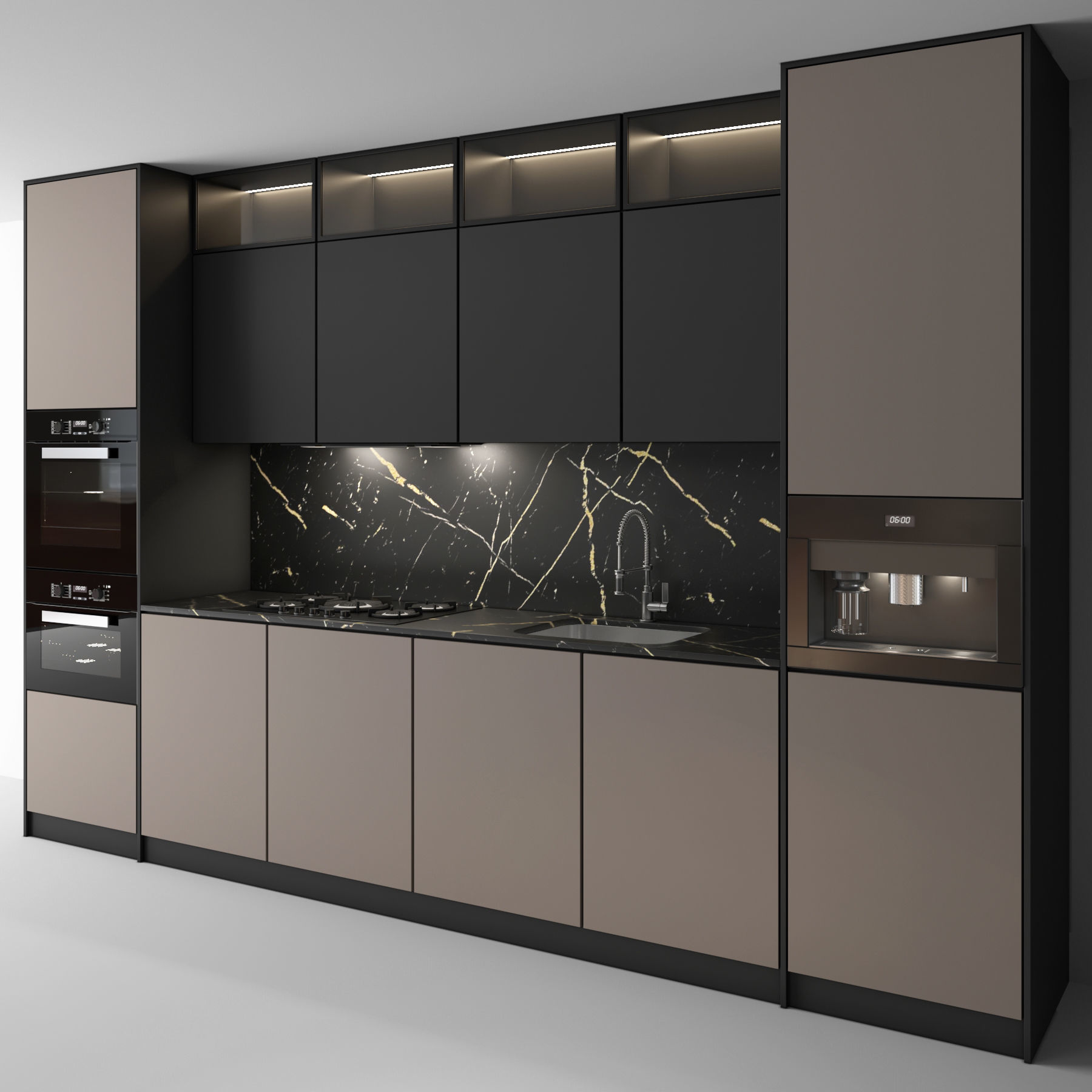Kitchen Modern 09 Black and Beige 3D model_5