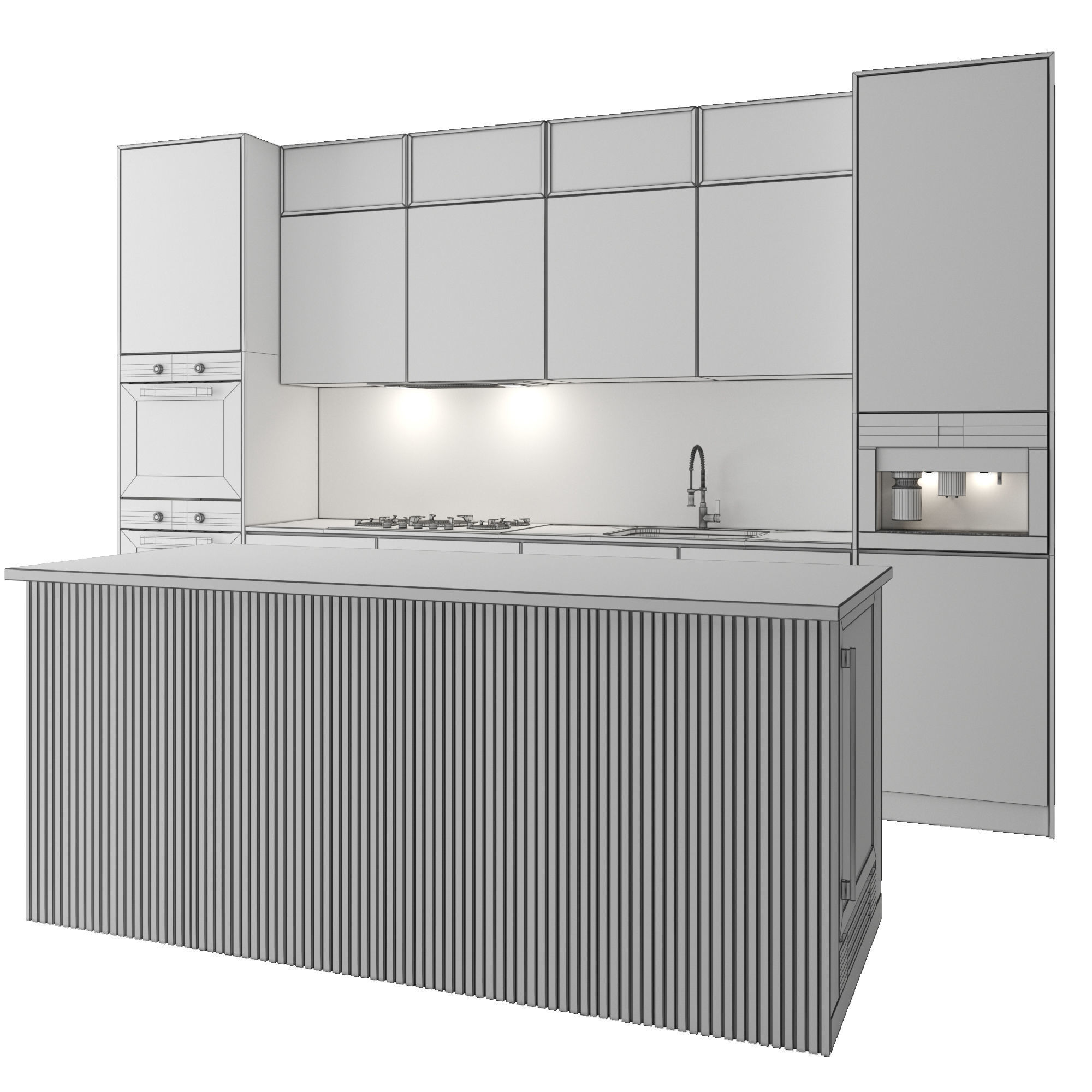 Kitchen Modern 09 Black and Beige 3D model_6