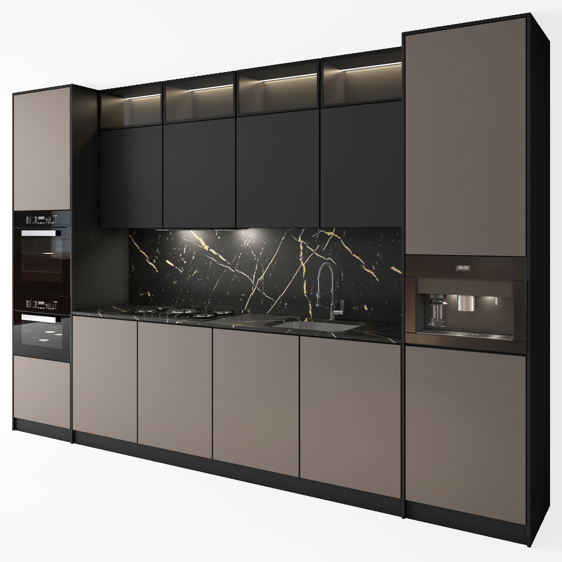 Kitchen Modern 09 Black and Beige 3D model_4
