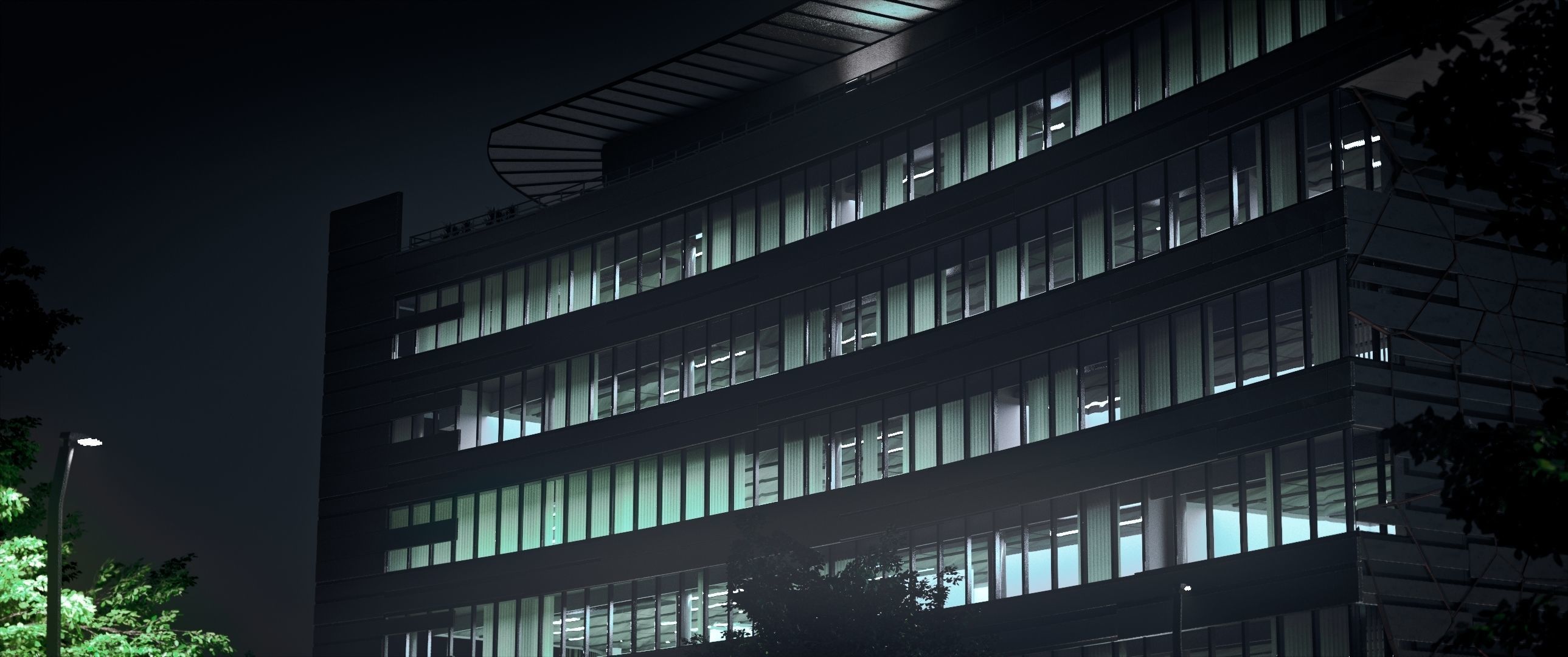 Glass Office Building - Day and Night 3D model_61