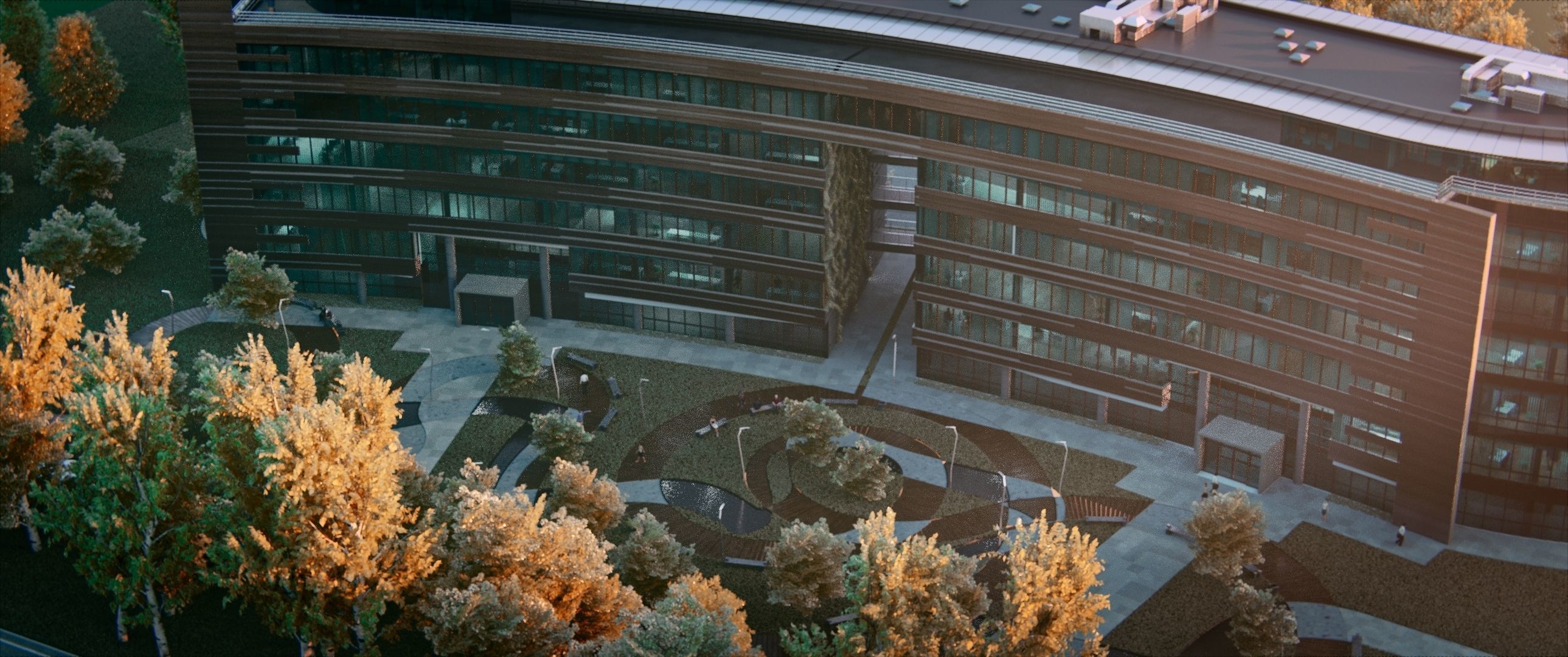 Glass Office Building - Day and Night 3D model_9