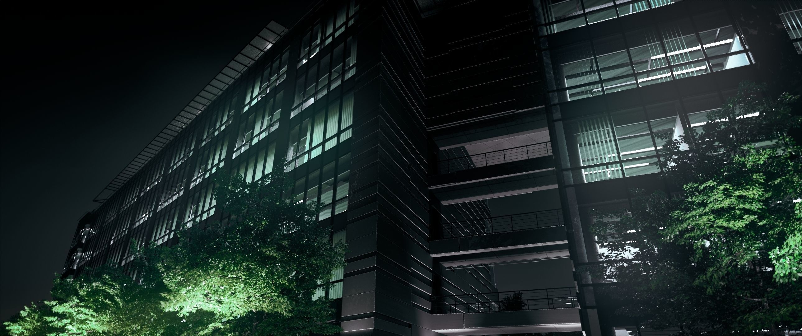 Glass Office Building - Day and Night 3D model_58