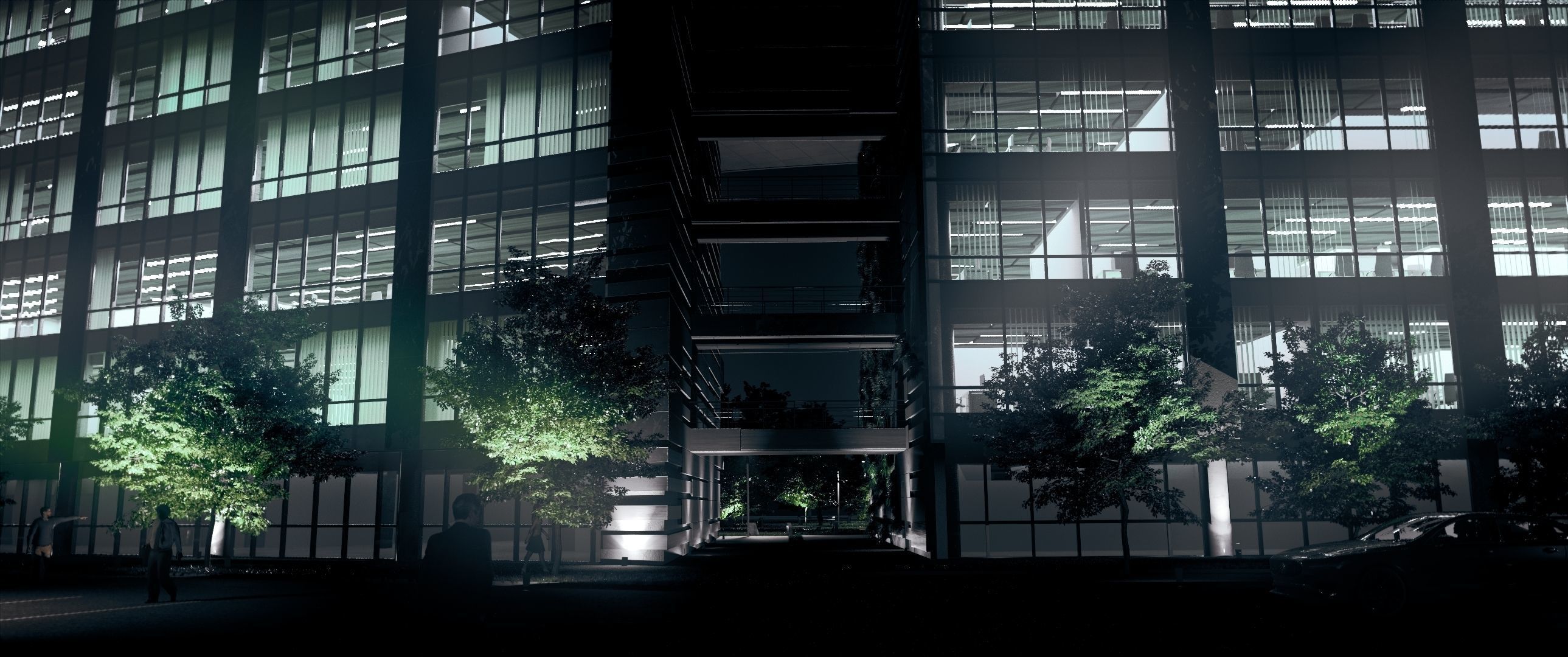 Glass Office Building - Day and Night 3D model_66