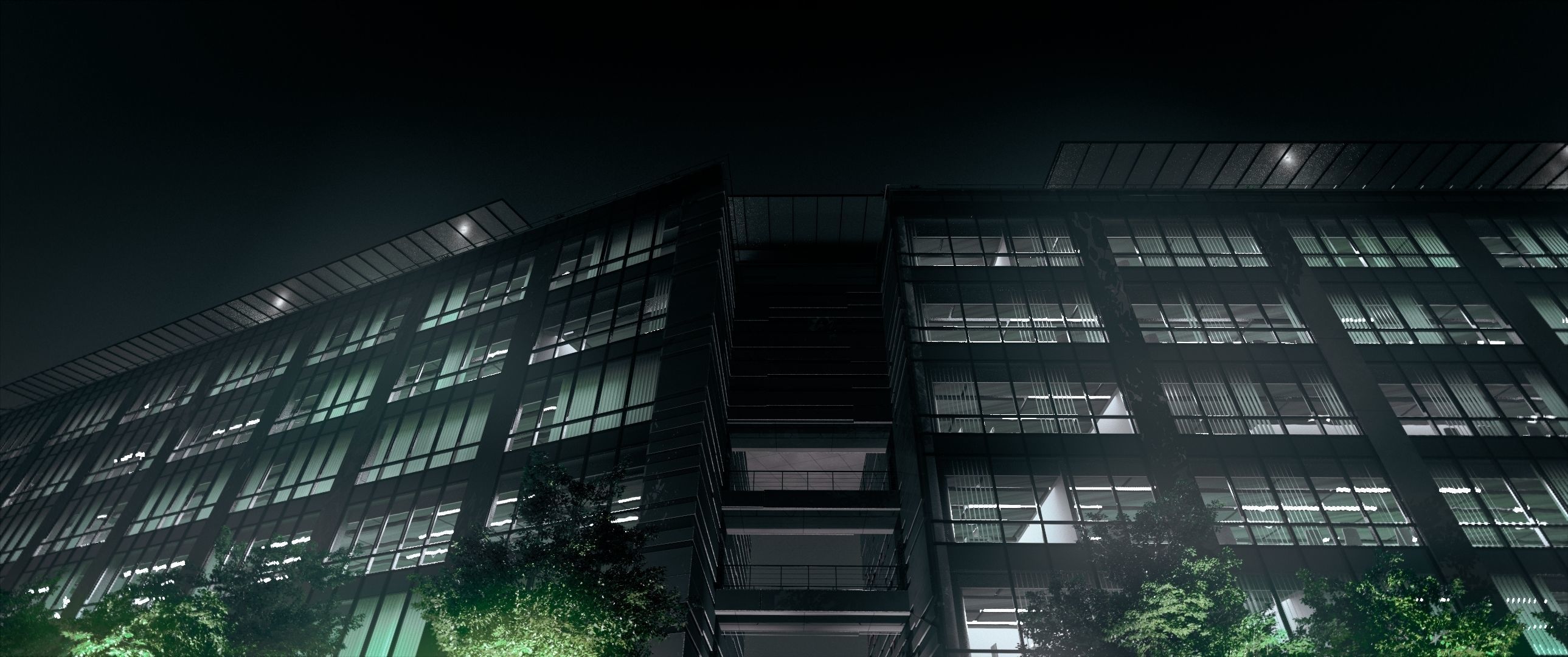 Glass Office Building - Day and Night 3D model_65