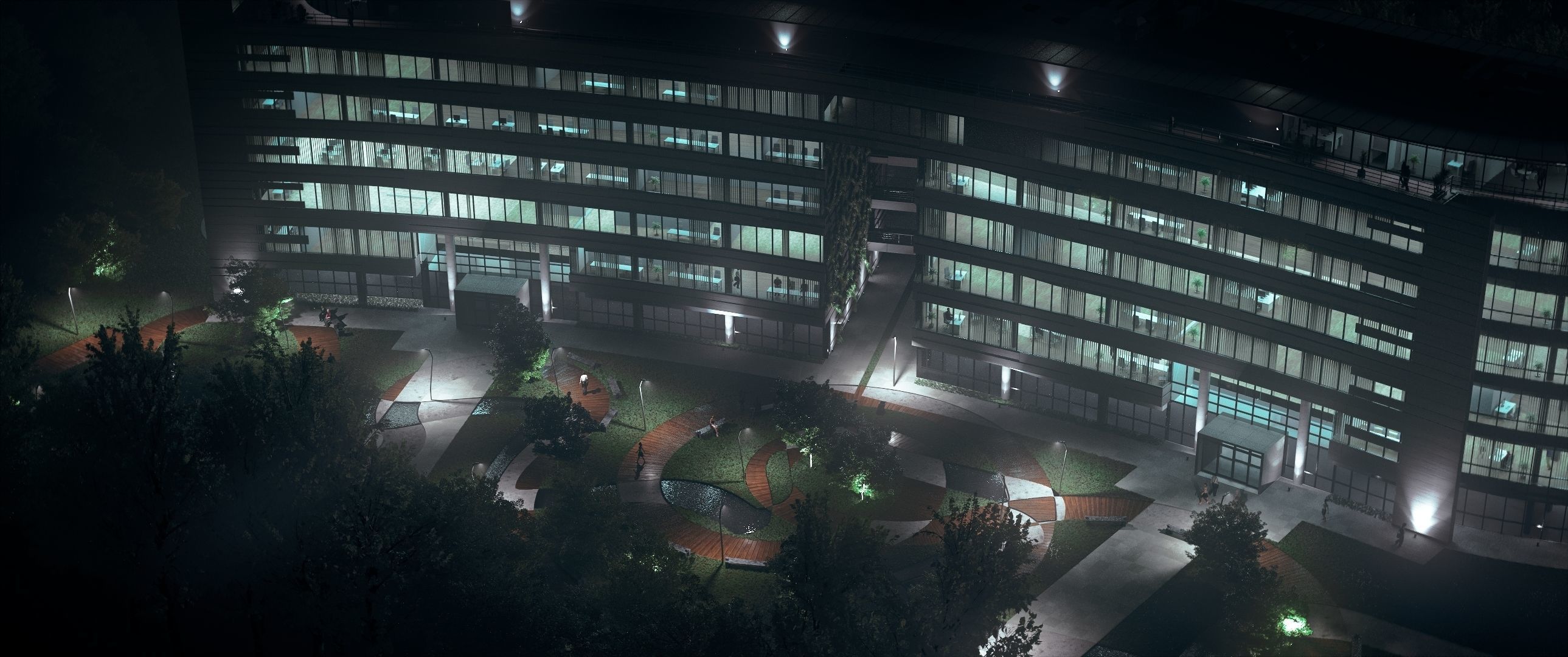 Glass Office Building - Day and Night 3D model_59