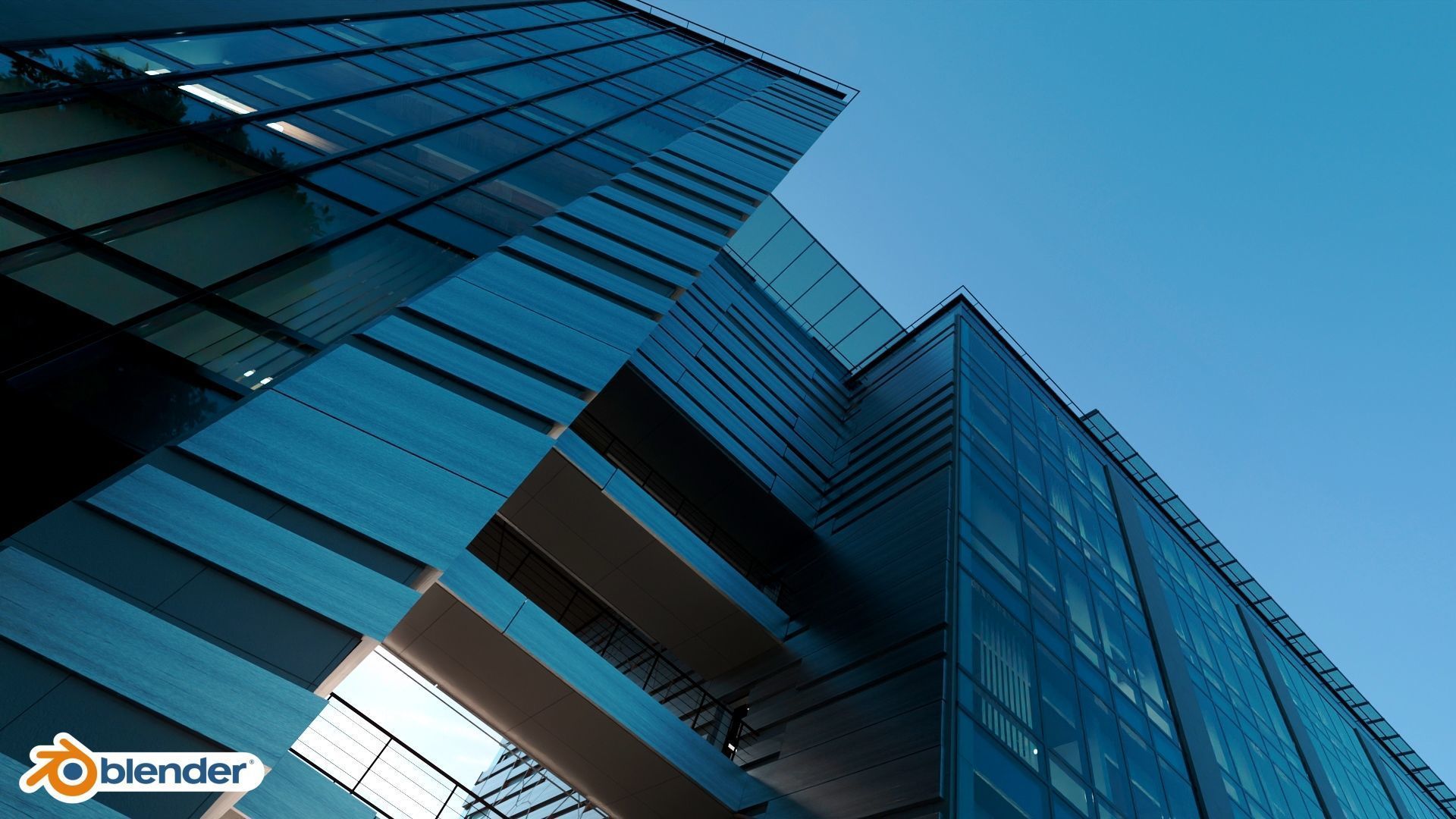 Glass Office Building - Day and Night 3D model_39