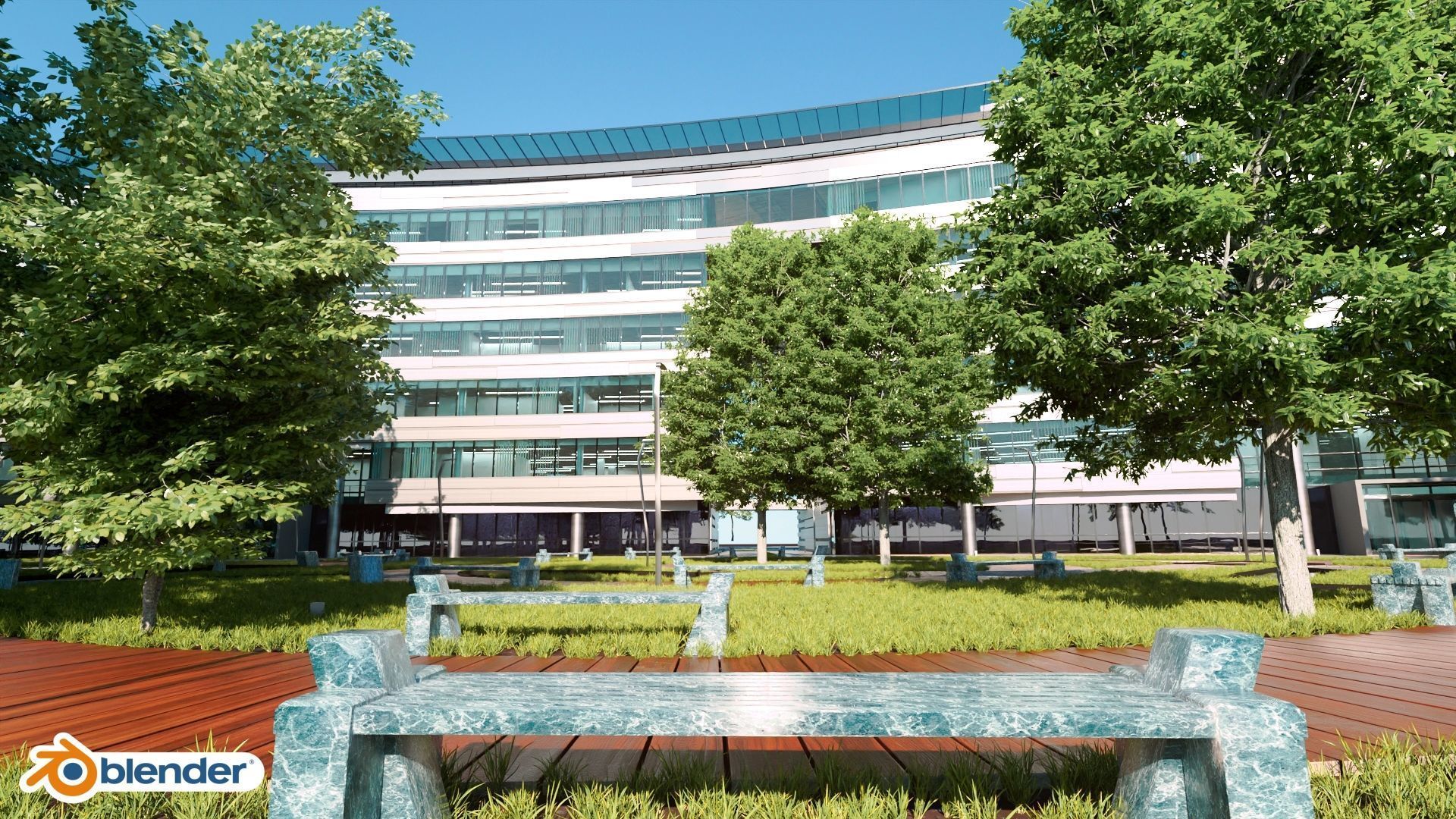 Glass Office Building - Day and Night 3D model_45