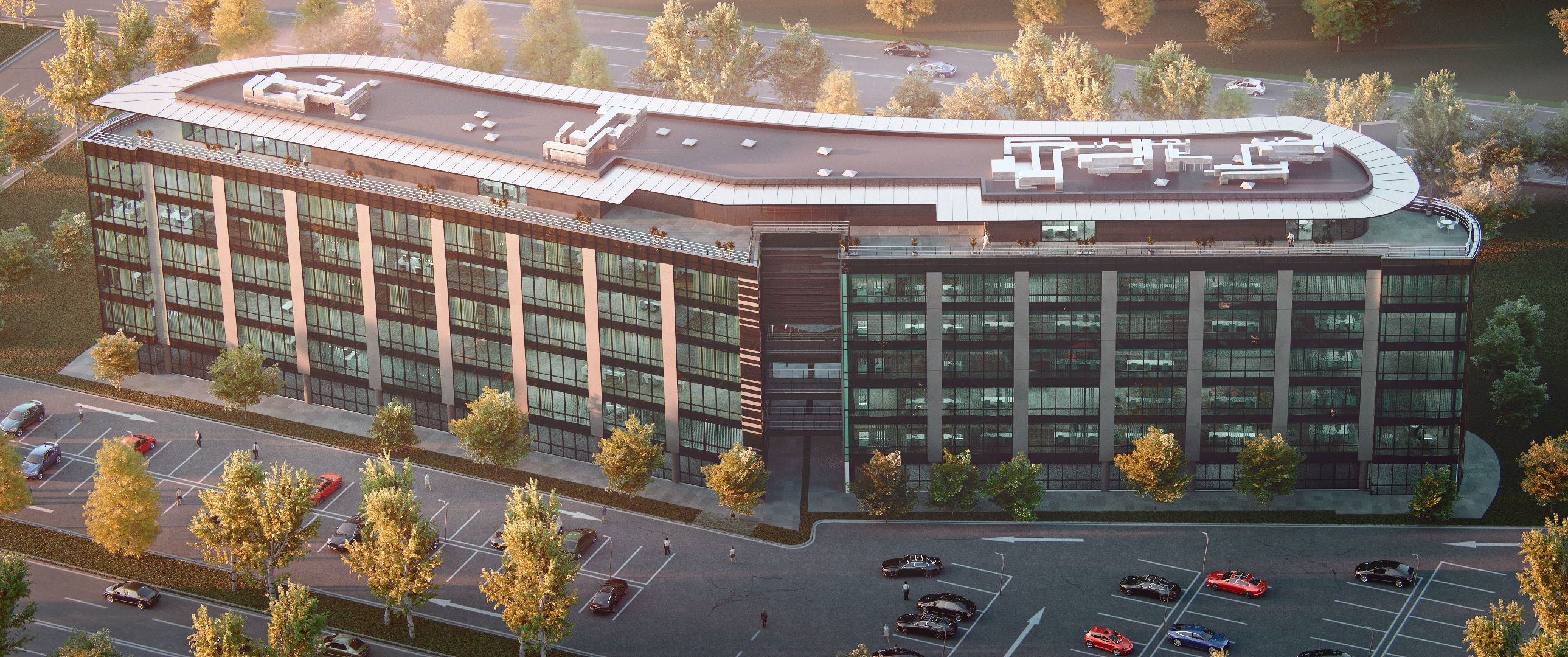 Glass Office Building - Day and Night 3D model_7