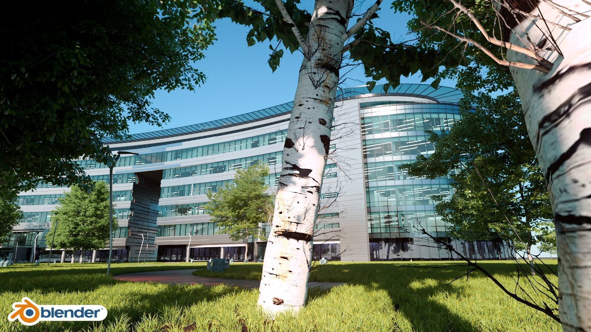 Glass Office Building - Day and Night 3D model_44