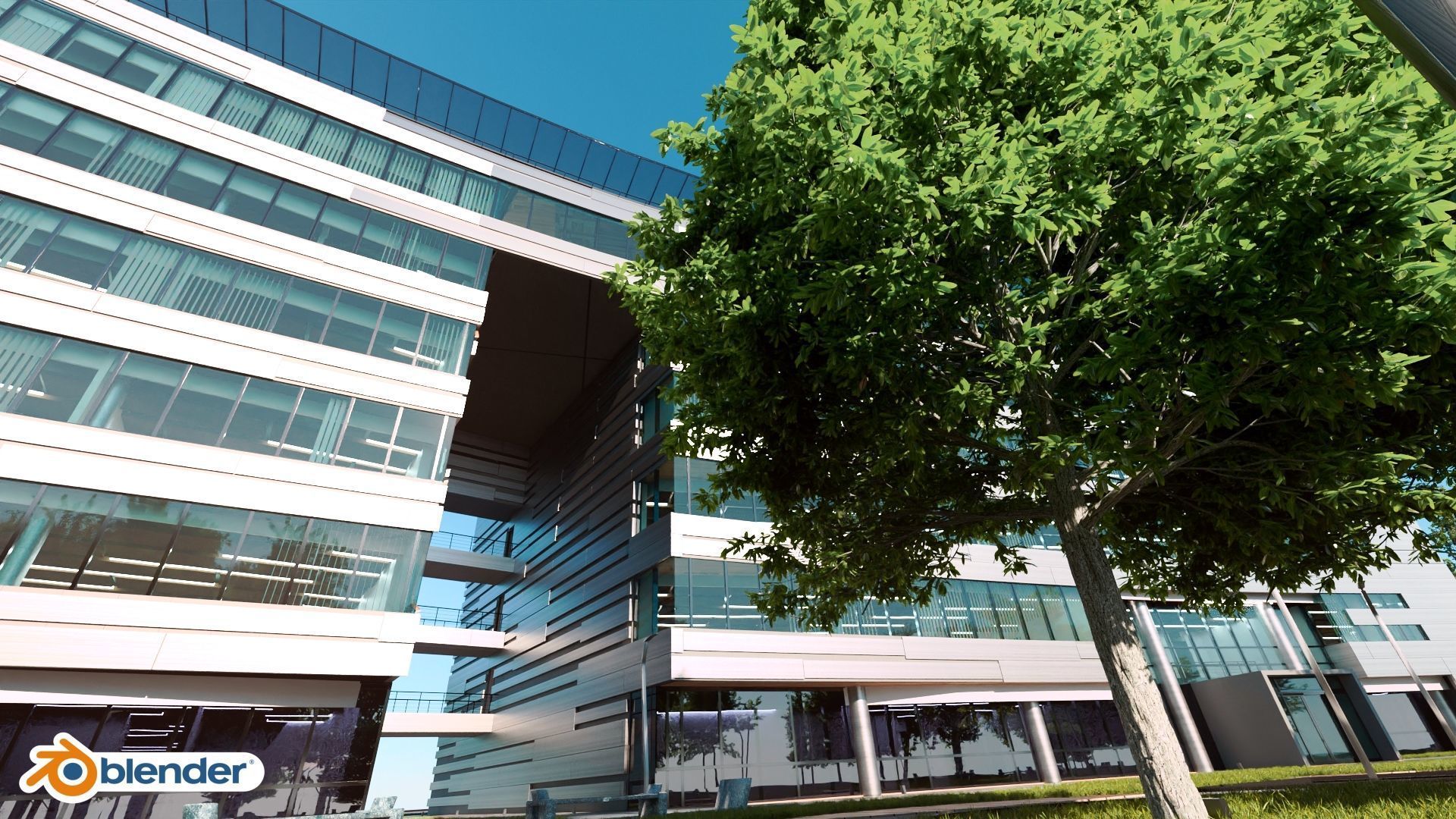 Glass Office Building - Day and Night 3D model_31