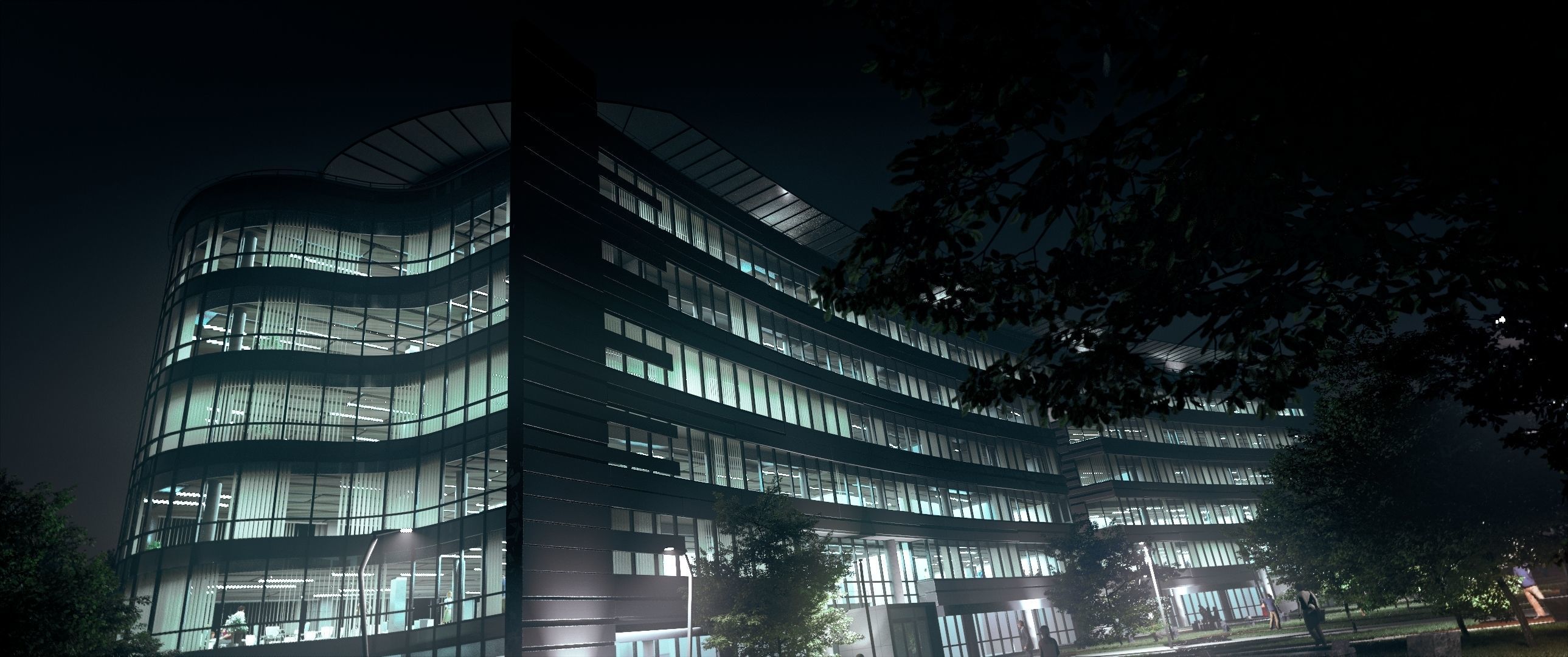 Glass Office Building - Day and Night 3D model_60