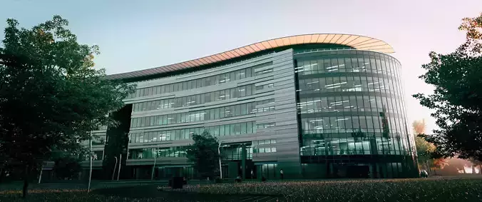 Glass Office Building - Day and Night 3D model
