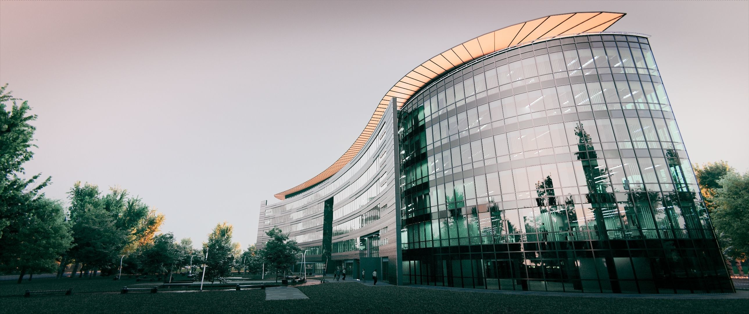 Glass Office Building - Day and Night 3D model_1