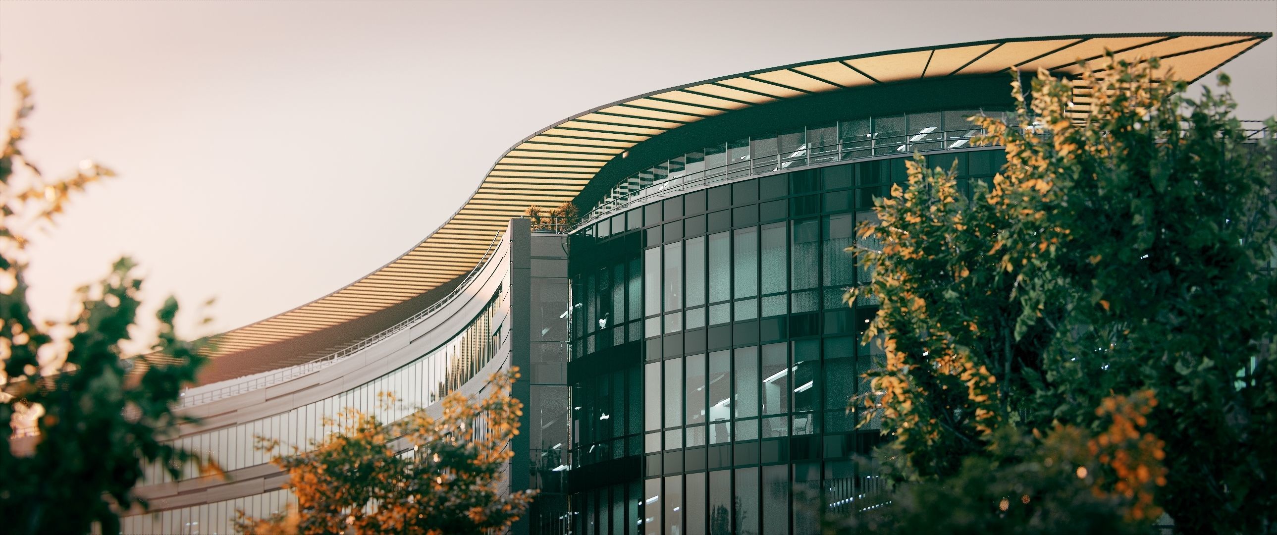 Glass Office Building - Day and Night 3D model_16