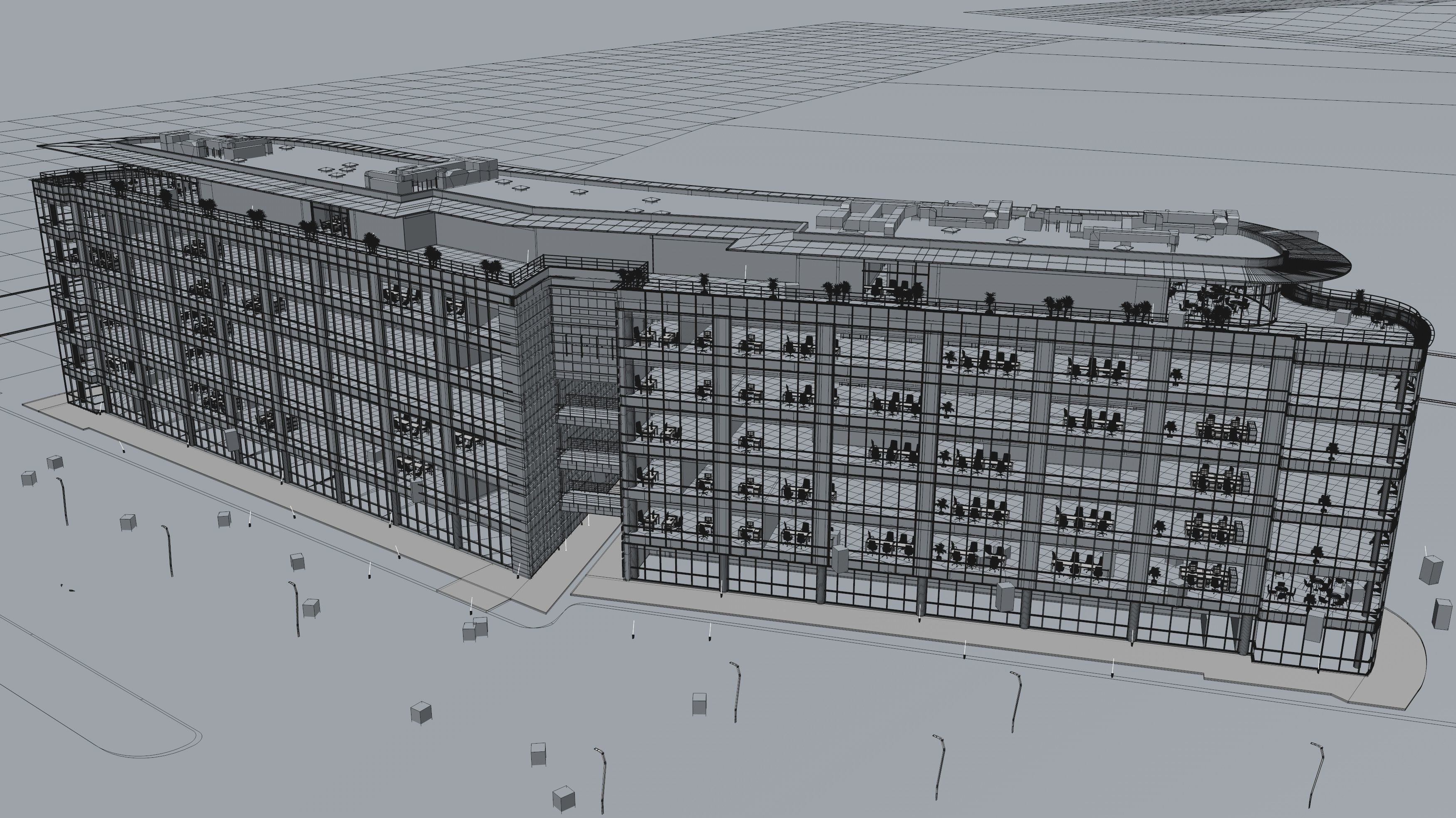 Glass Office Building - Day and Night 3D model_57