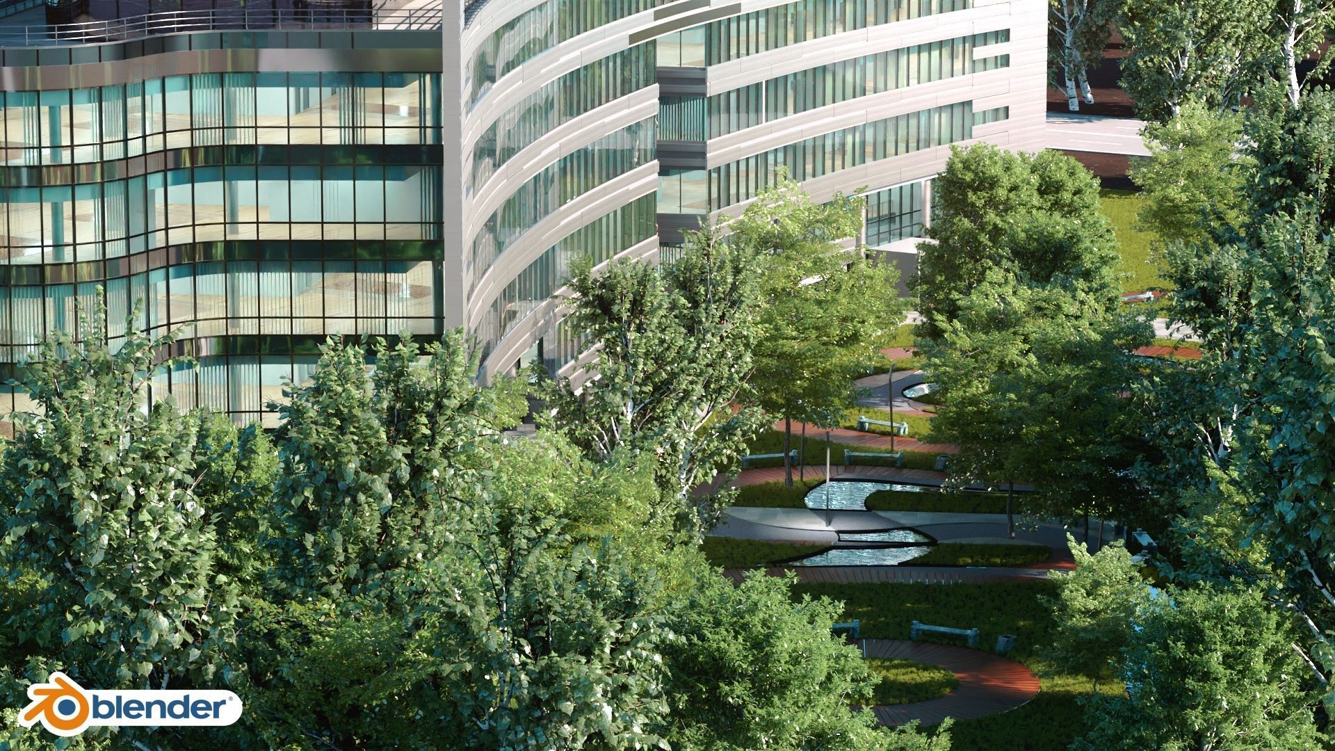 Glass Office Building - Day and Night 3D model_49