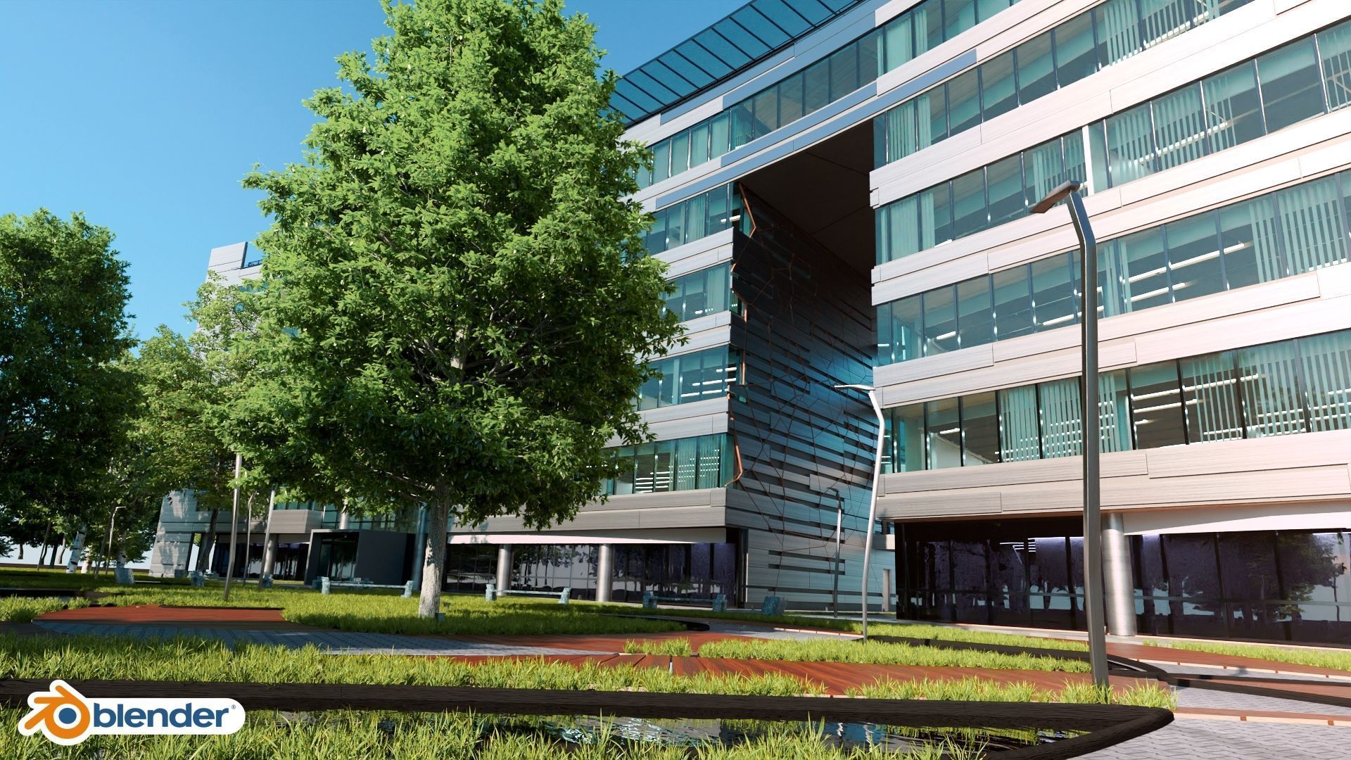 Glass Office Building - Day and Night 3D model_28