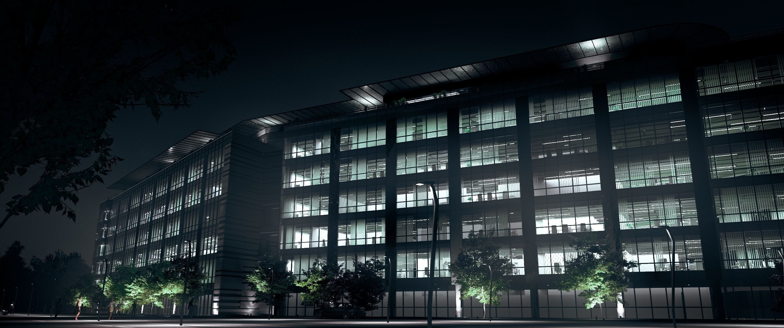 Glass Office Building - Day and Night 3D model_64
