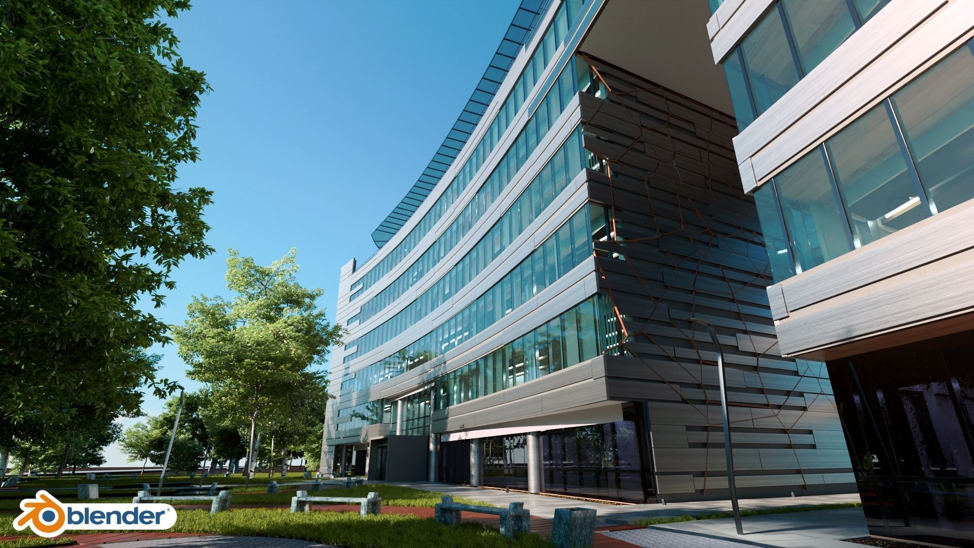 Glass Office Building - Day and Night 3D model_48