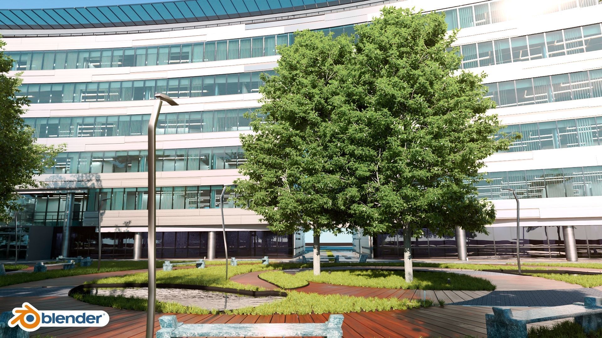 Glass Office Building - Day and Night 3D model_37